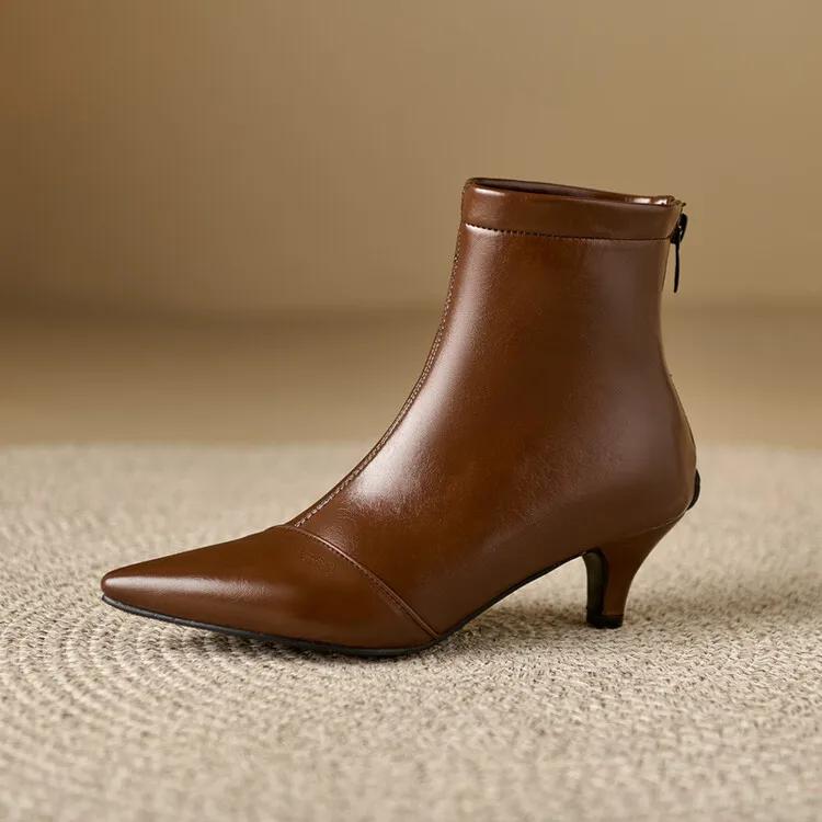 Fashion Gold Silver Zipper Pointed Women Short Boots Fashion New European American Winter Warm 5.5cm High Heels Ankle Boots Size 32-48