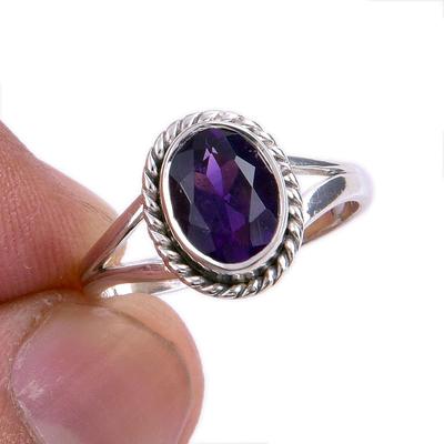 Natural African Amethyst Gemstone 925 Solid Silver Jewelry Ring Size 6.5 G4l08