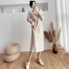 2025 Thickened Warm Knit Dress: Long Sleeve, Round Neck, Over the Knee, Mid-Length