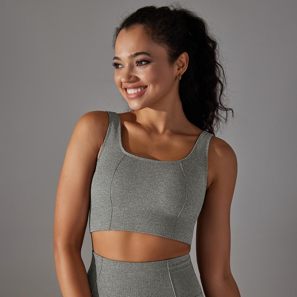 New Seamless Knitted Solid Color Dot Suspender, Beautiful Back Bra, Sports Running Fitness Suit, Vest For Women