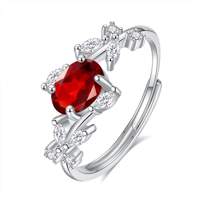 Natural Color Treasure Spar Ring S925 Sterling Silver Ring Women's High-end Adjustable Fashion Gift
