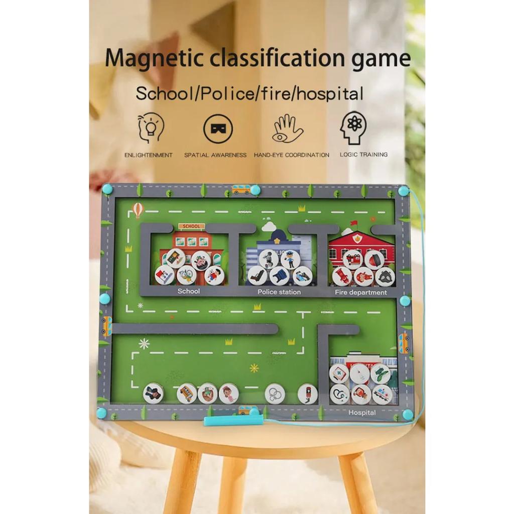 Kids Magnetic Pen Moving Bead Game Educational Fine Motor Skills Toy Montessori Color Sorting Toys Educational Toys for Kids