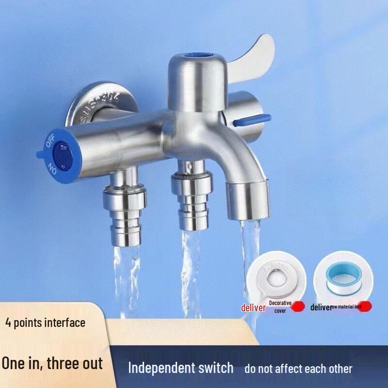 TLXT Stainless Steel 3-Way Washing Machine Faucet