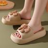 Summer thick bottom bow cool slippers female cute indoor home non-slip outer wear slippers thick bottom increase