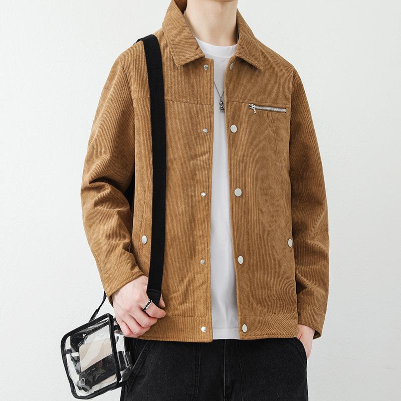 Autumn Men's Jacket Jacket Top Loose Corduroy Striped Velvet Japanese Retro Casual Fashion Trend Men's Jacket