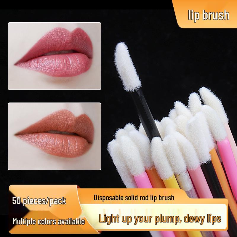 50er-Pack Einweg-Lippenpinsel mit tragbarem Nylonborstenkopf für Make-up