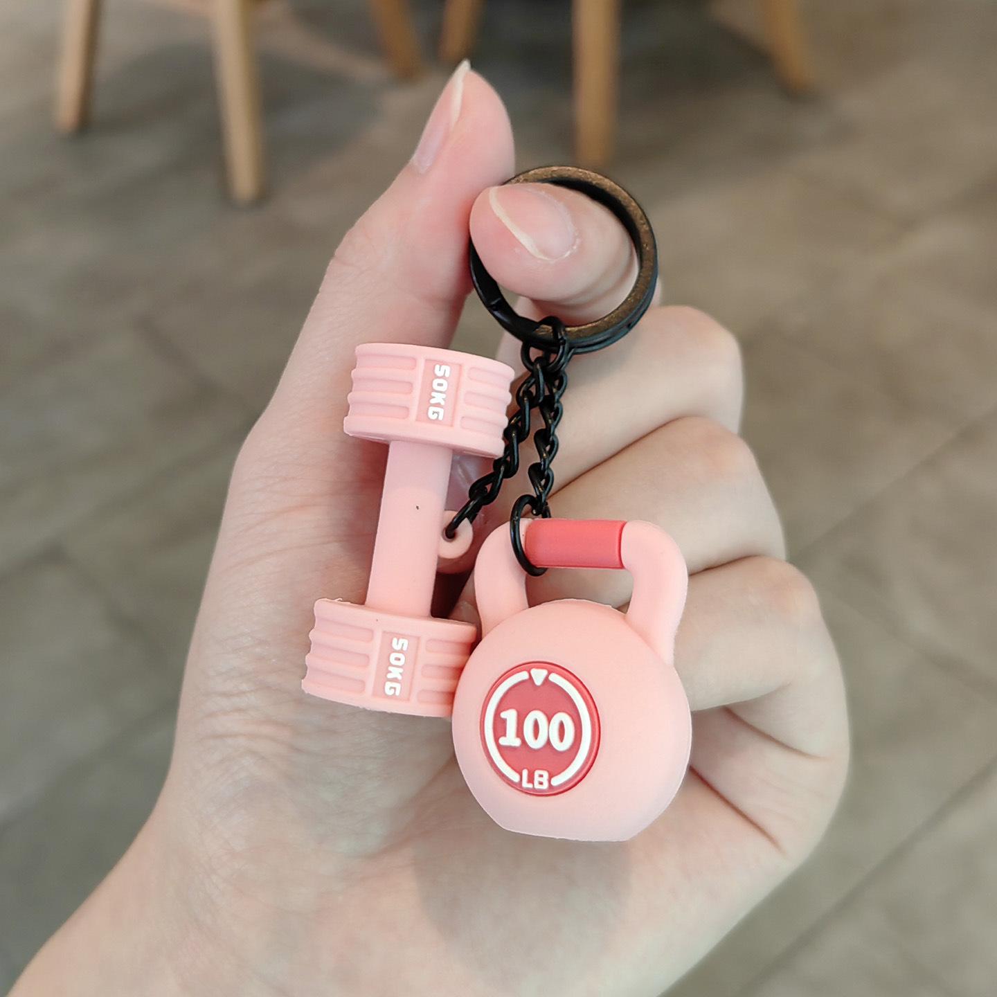 Dumbbell & Kettlebell Keychain: Barbell Pendant Charm for Men, Women, Couples - Creative Gift