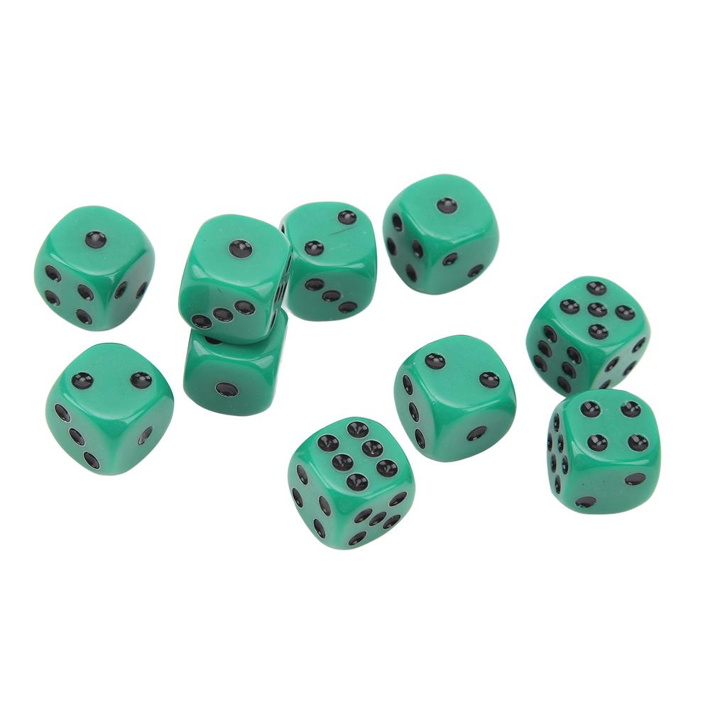 20Pcs 16mm Rounded Corner Dice 6 Sided Game Dice Set for Table Board Games Math Games Green Black