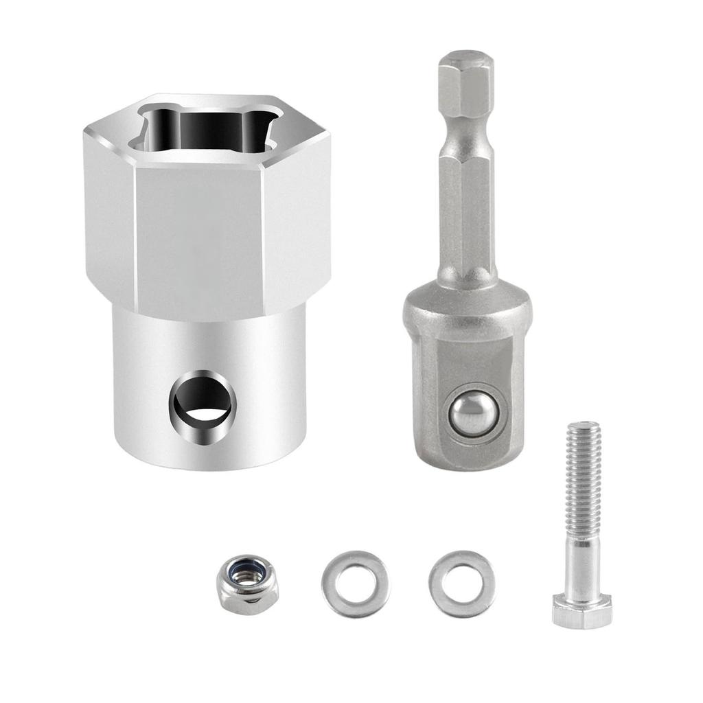 Jack Crank Handle Cordless Drill Adapter Stainless Steel Hand Crank Trailer Jack Adapter with 12in