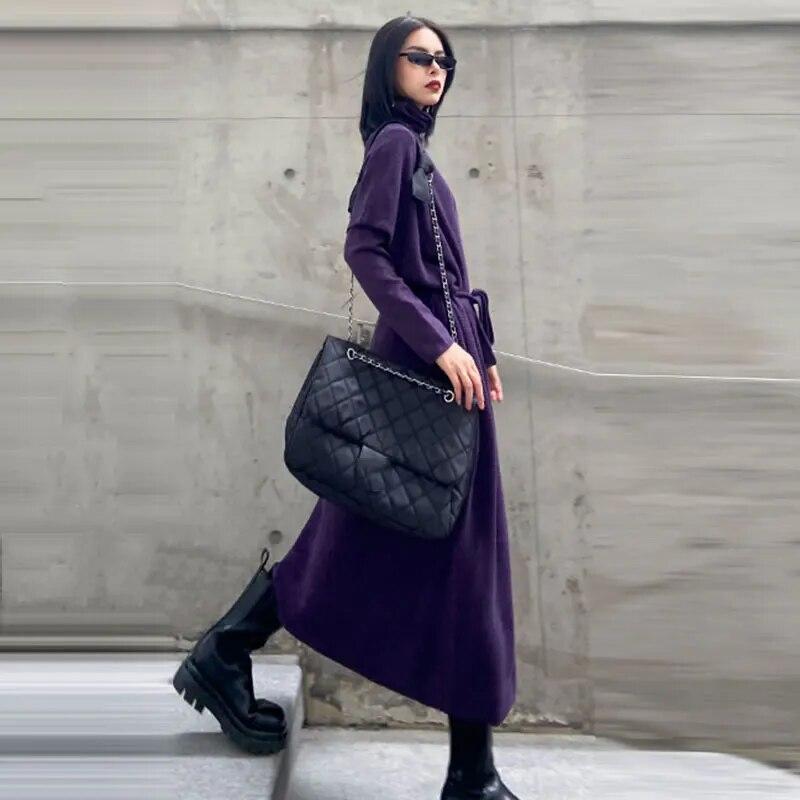 Xitao Casual Dress Women Trendy Style Turtleneck Collar Long Sleeve Fake Two Pieces ZY2310