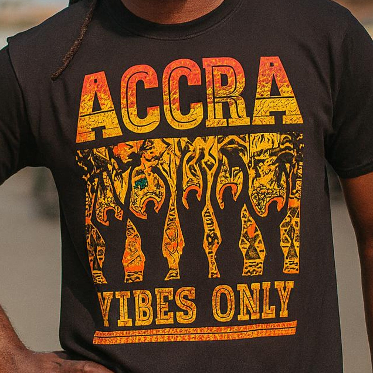 Accra Vibes Only T-Shirt | Afrobeat Ghana Streetwear Tee | African Music Festival Top Unisex L