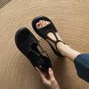 Scarpe da Ginnastica da Donna per Camminare, Sandali Bassi Traspiranti Leggeri con Cinturino a T, Scarpe Comode in Pelle Morbida per Ballo Quadrato e Uso Quotidiano