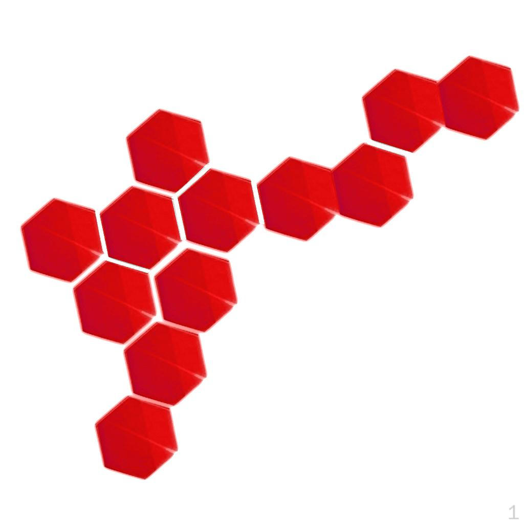 

12 Pieces / Set Hexagonal Stereoscopic Mirror Wall Sticker Honeycomb красный