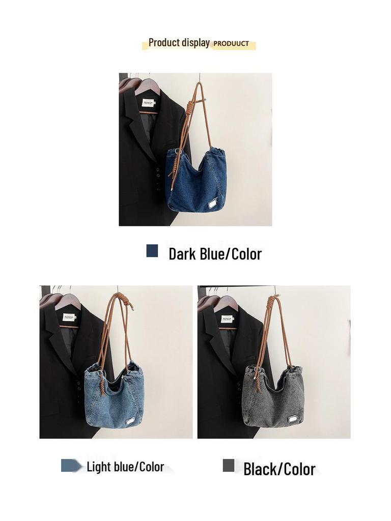 Damen 2025 Denim Schulter-Tote mit großem Fassungsvermögen - Trendig & Strukturiert