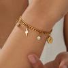 316L Stainless Steel Lightning Rhinestone Charm Bracelet For Women Fashion New Gold Plated Chain Jewelry Party Gift