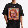 Horror Movie Chuckys T Shirt Washed Short Sleeve Oversize T-Shirts Halloween Retro Men Women Streetwear Summer Tees
