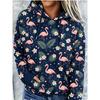Women Fleece Hoodie Day Of The Dead Sugar Skull Marigold All‑Over Print Long Sleeve Drawstring Pocket Loose Hooded Sweatshirt