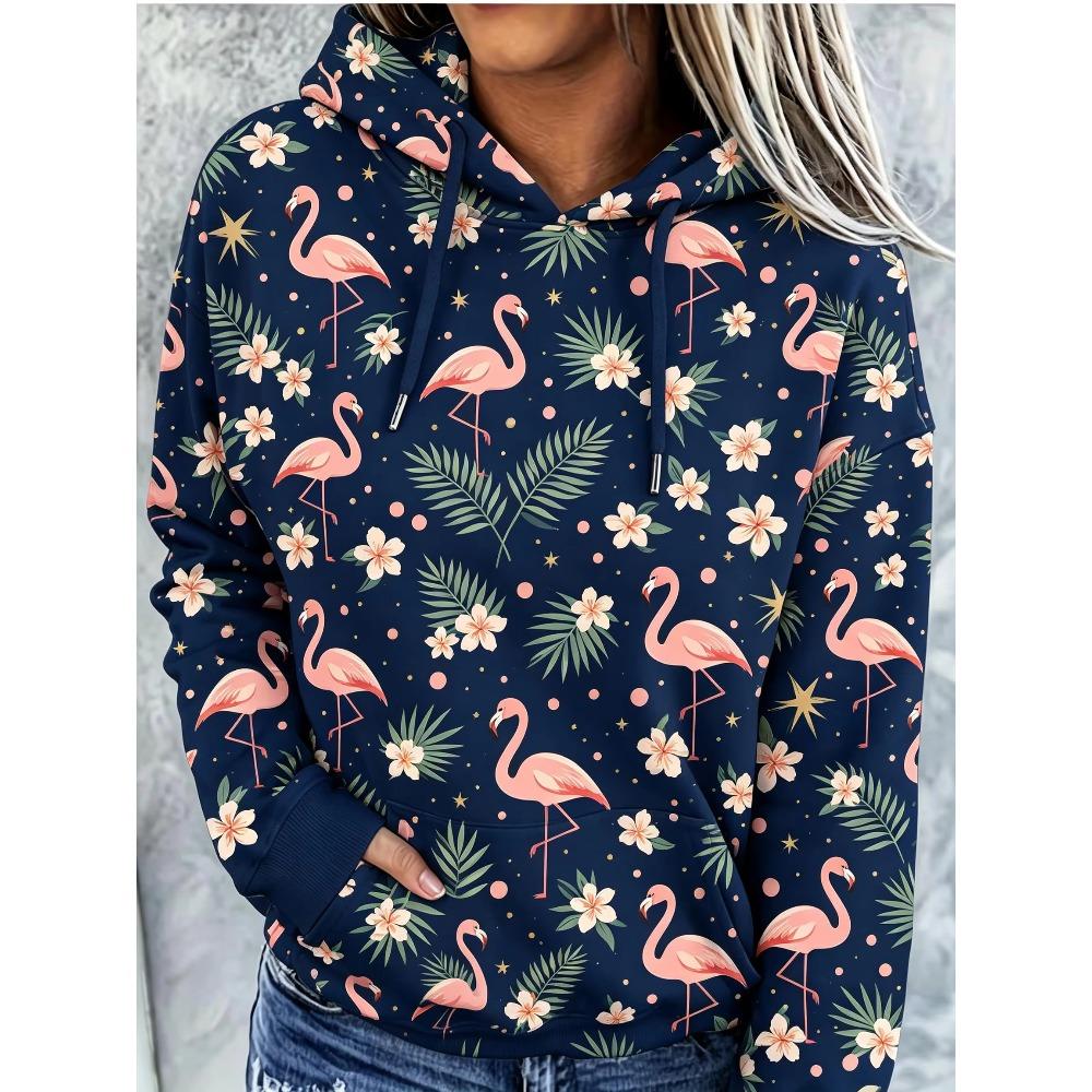 Women Fleece Hoodie Day Of The Dead Sugar Skull Marigold All‑Over Print Long Sleeve Drawstring Pocket Loose Hooded Sweatshirt