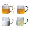 Colored Handle Hammered Glass Cup - Single Layer, Heat-Resistant, Transparent for Water, Milk, or Tea