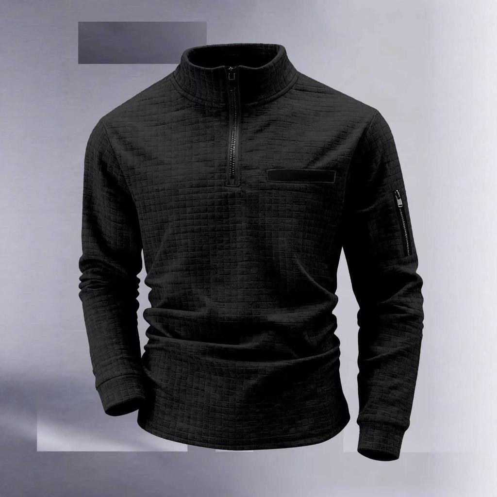 Men S Long Sleeve Polo Shirt Casual Sports Zip Detail Solid Color