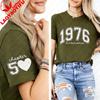 Personalized Limited Edition Tee Custom 1976 Year Number 50th Birthday High Quality Cotton Retro Shirt Printed Tshirt Tops