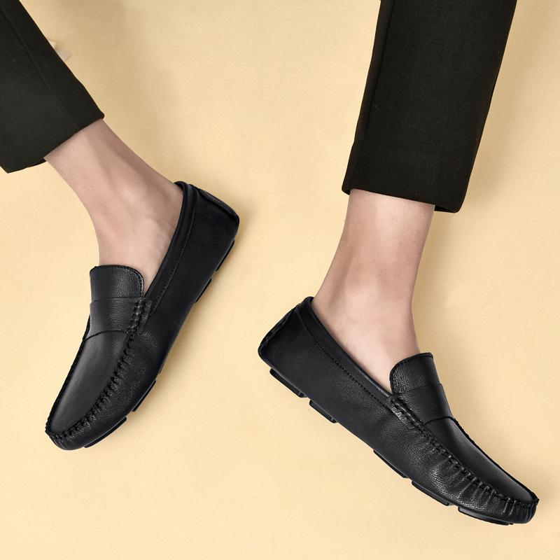 Fashion Genuine Leather Men Shoes Luxury Brand High Quality Formal Casual Mens Loafers Moccasins Soft Slip on Boat Shoes Plus Size 36-45