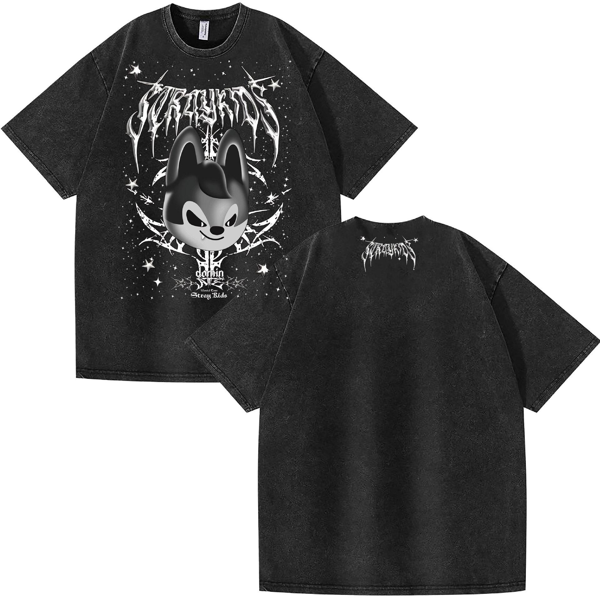 Washed Stray Kids Evil Skzoo Combo Peripheral Print Summer Short Sleeve S