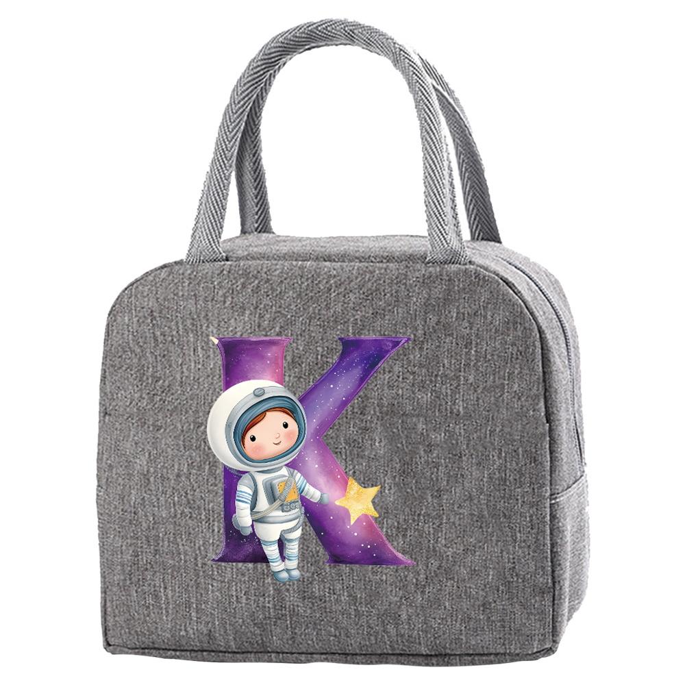 Travel Portable Food Thermal Insulated Children's Astronaut Letter Box Picnic Waterproof Oxford Zipper Breakfast Thermal Bag