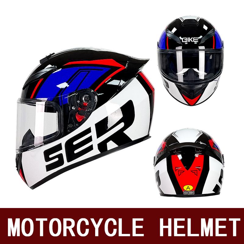 DOT Full Helmet Motorcycle Imitation Men's and Women's Electric Car Helmet Four Seasons Anti-fog Kart Racing Big Tail Helmet Hel