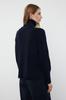 Women's Fashionable Stylish Sweater Navy Blue Collar Button Detailed Knitwear Sweater