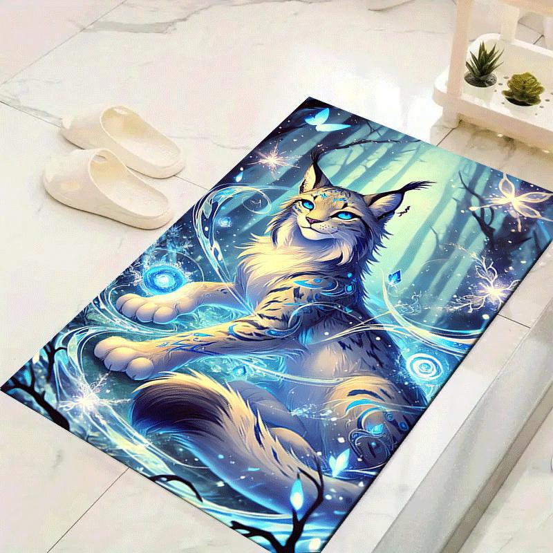 

1pc Fantasy white cat Print, Design Indoor Area Rug, Soft, Anti-Slip, and Durable Gaming Room Decor for Bedroom, Living Room, and Exercise R 60cm by 90cm