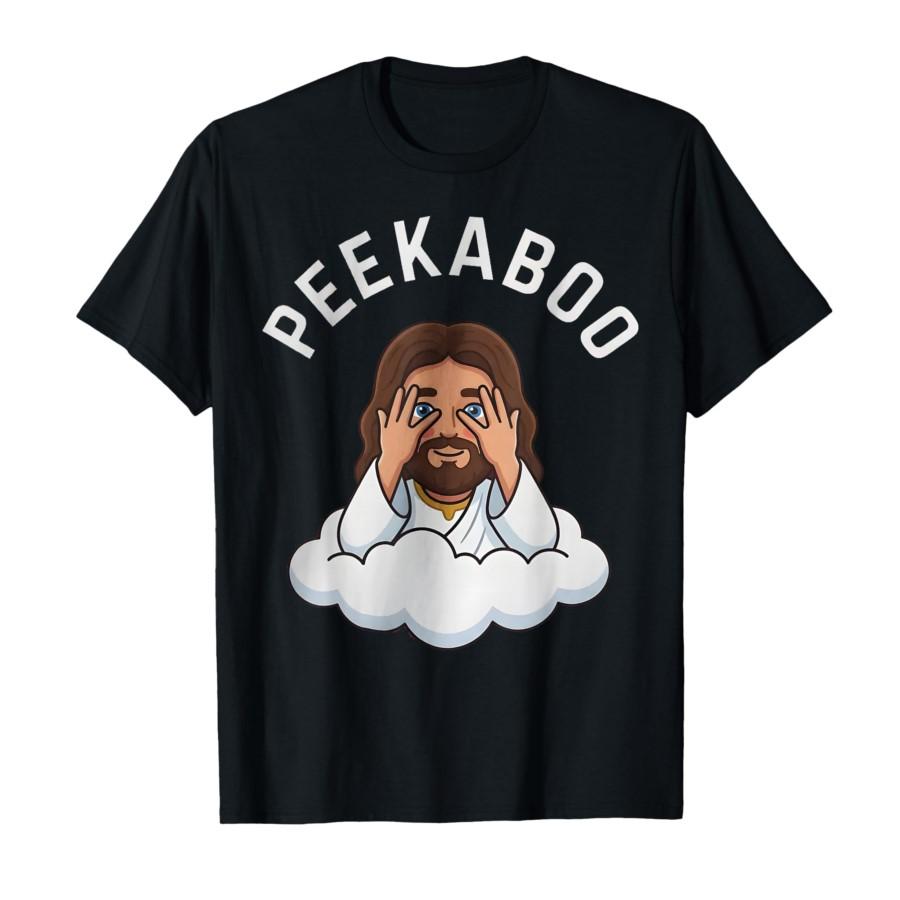 

Peekaboo Jesus Funny Christian Meme T-shirt For Men Women 100% Cotton T Shirts Short Sleeve Tops 0318-1 - Men s Summer Cotton... S разноцветный