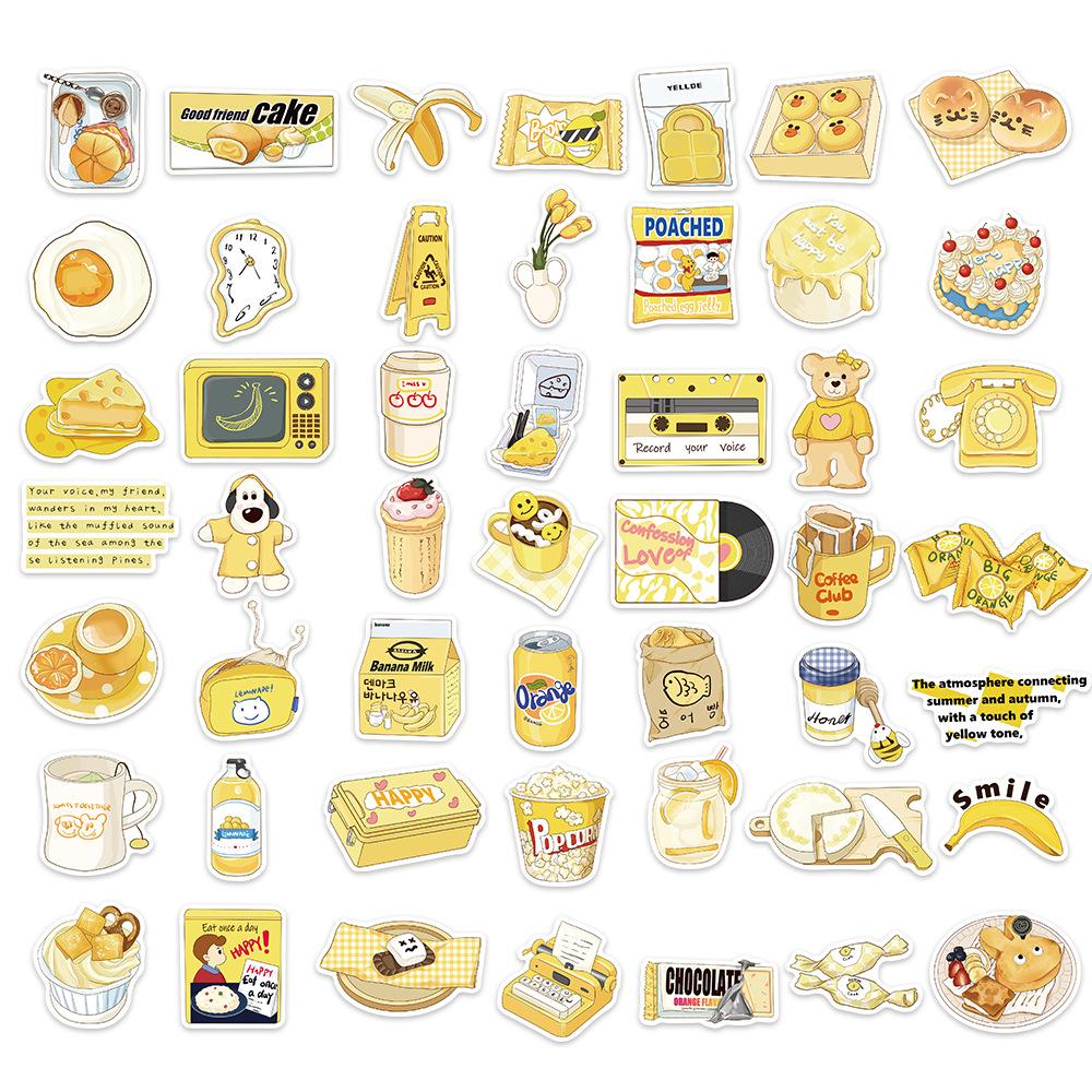 50 Yellow Salt-type Ins Graffiti Stickers Personalized Decorative Guitar Notebook Suitcase DIY Waterproof Stickers