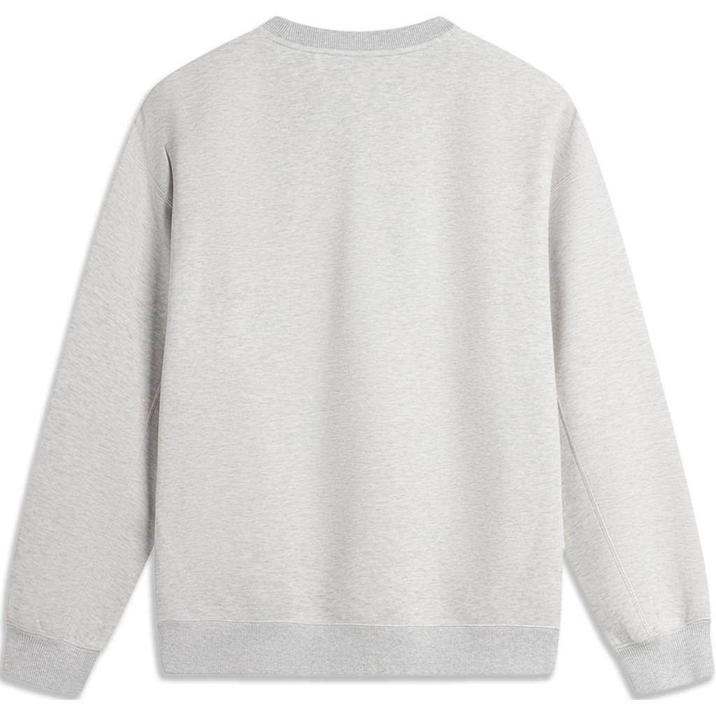 Li Ning Badfive Sports Print Loose Letter Sweatshirt Men Sweatshirts Flower-Gray Water-Droplet-Gray AWDU259-6