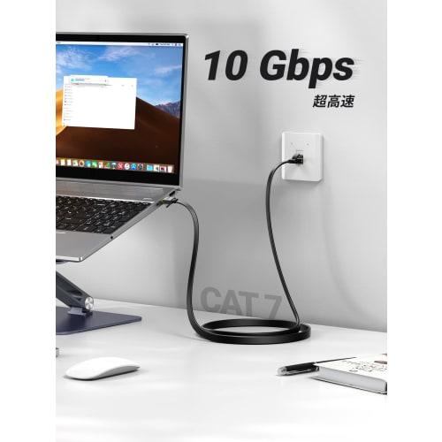 UGREEN LAN Cable Category 7 3M RJ45 Connector Gigabit 10Gbps/600MHz CAT7 Compliant Ethernet Cable STP Nail Break Prevention Shield Compatible with Mod