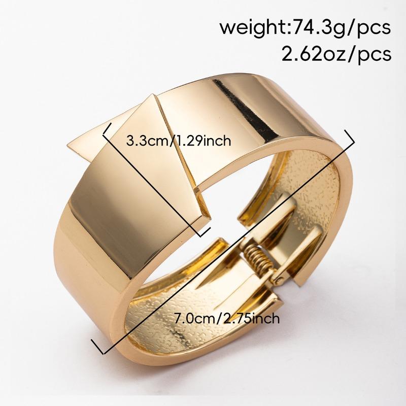 New Accessories Fashion Glossy Plain Ring Bracelet Wide Side Open Alloy Bracelet Exaggerated Jewelry