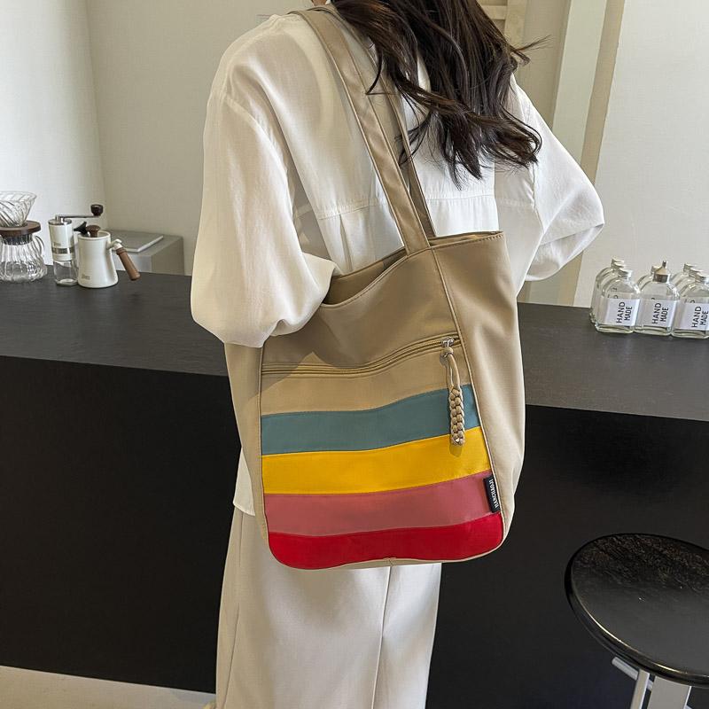 Large Capacity Shoulder Bag Color Block Women's Tote Bag