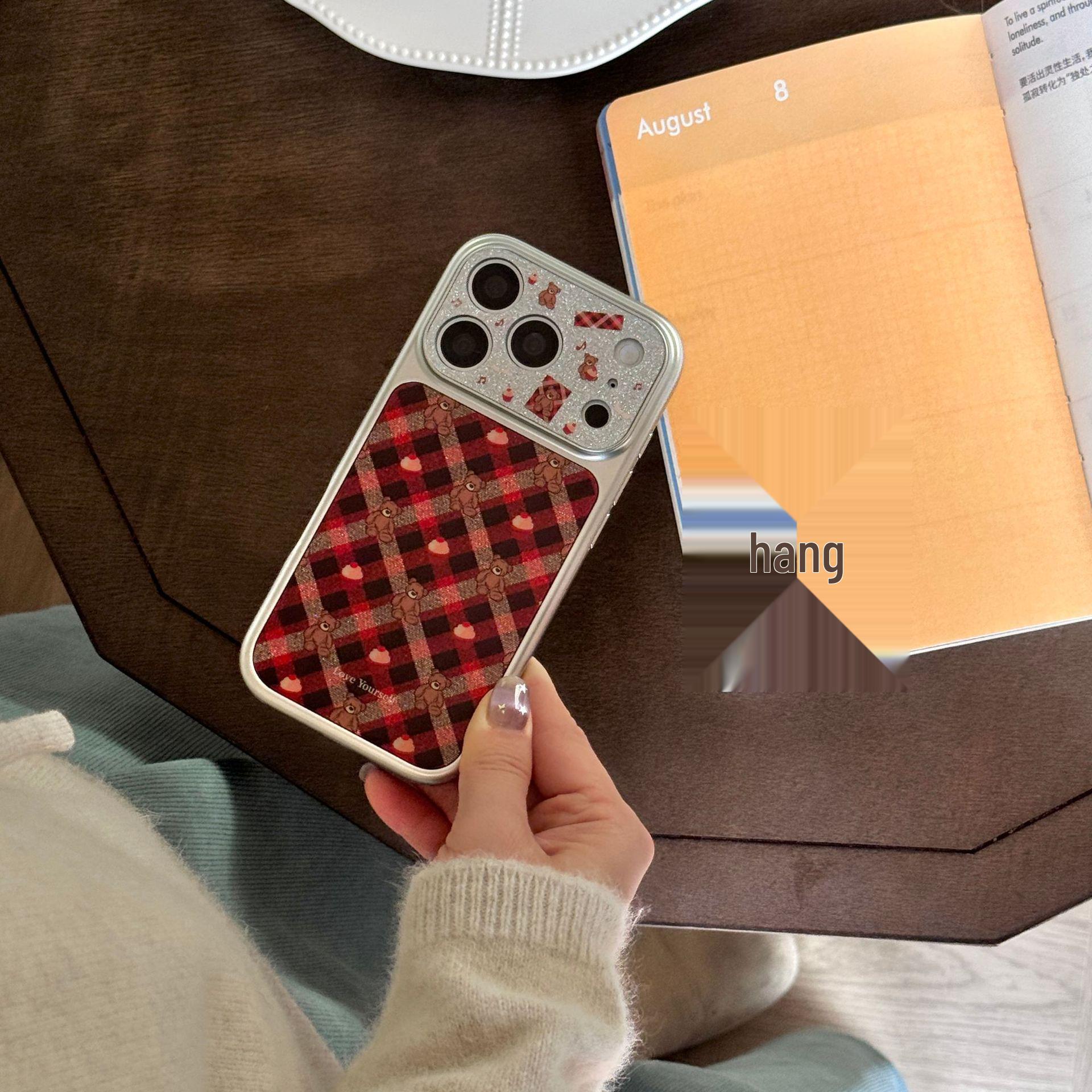 

Glitter Little Bear Cartoon Cake iPhone 17 Pro Max Case New Year Red Protective Cover for Apple 16, 15 iPhone 14 Pro