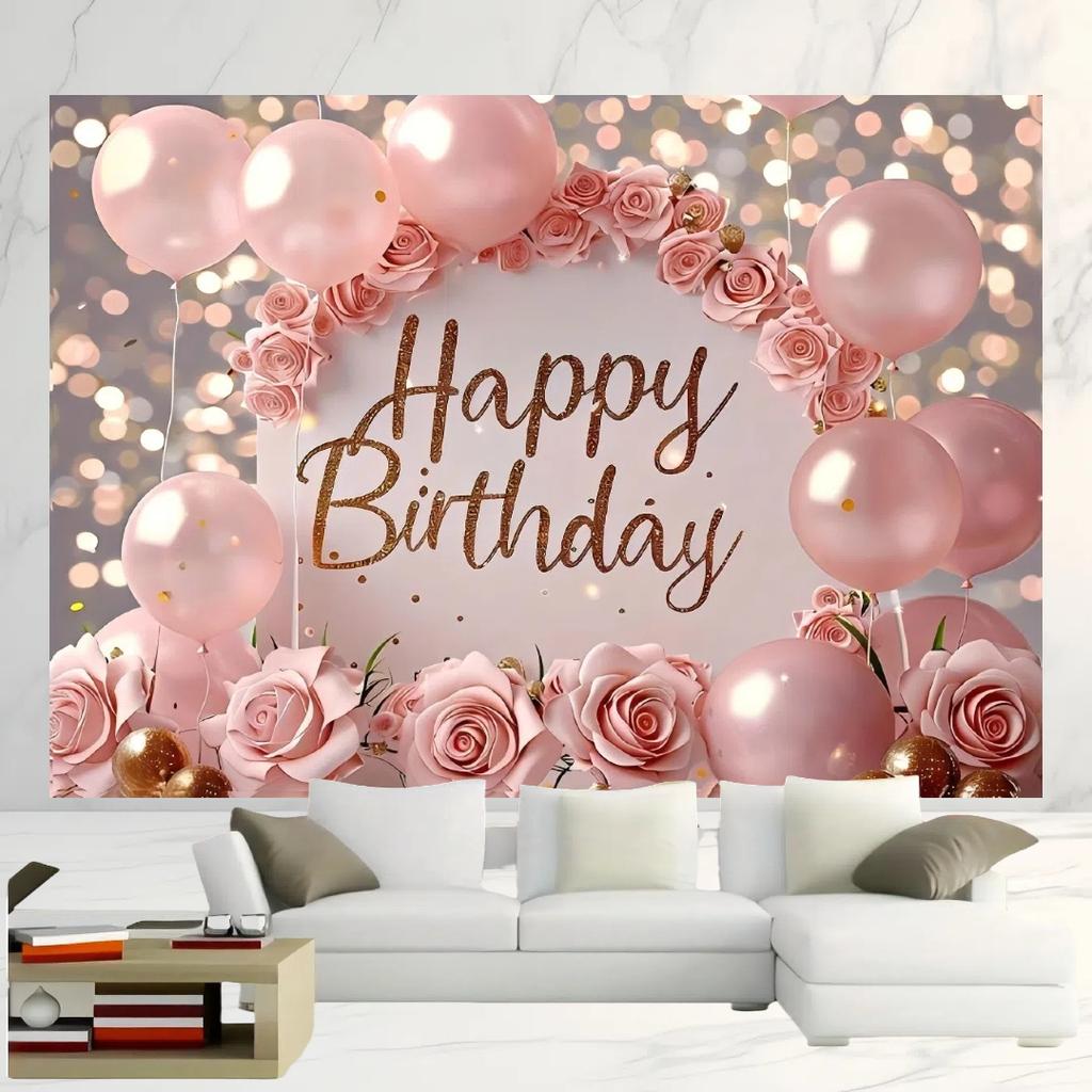 party background decoration pink fabric balloon Banner Flash photo multifunctional birthday party background