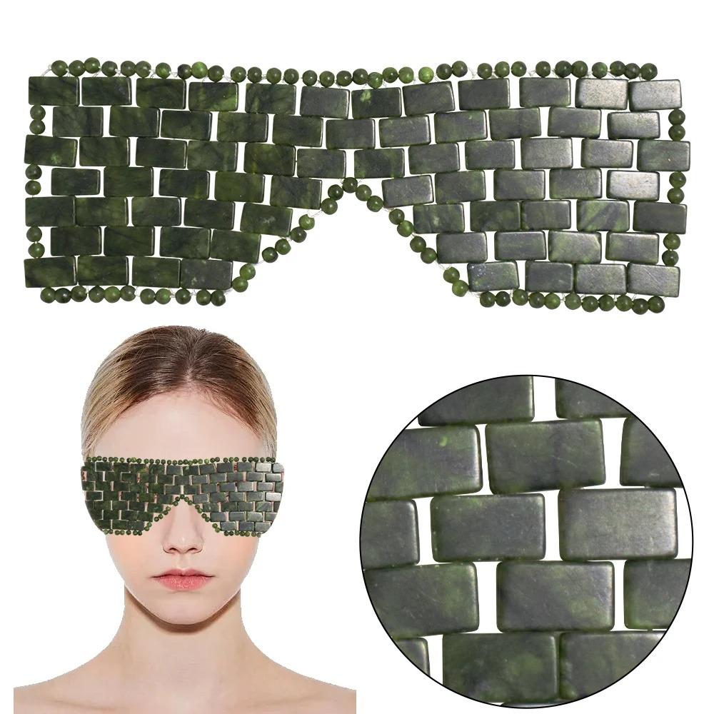 Natural Jade Eye Mask Cooling Negative Ion for Puffy Eyes Head Tension Relief Relaxation Anti-Aging