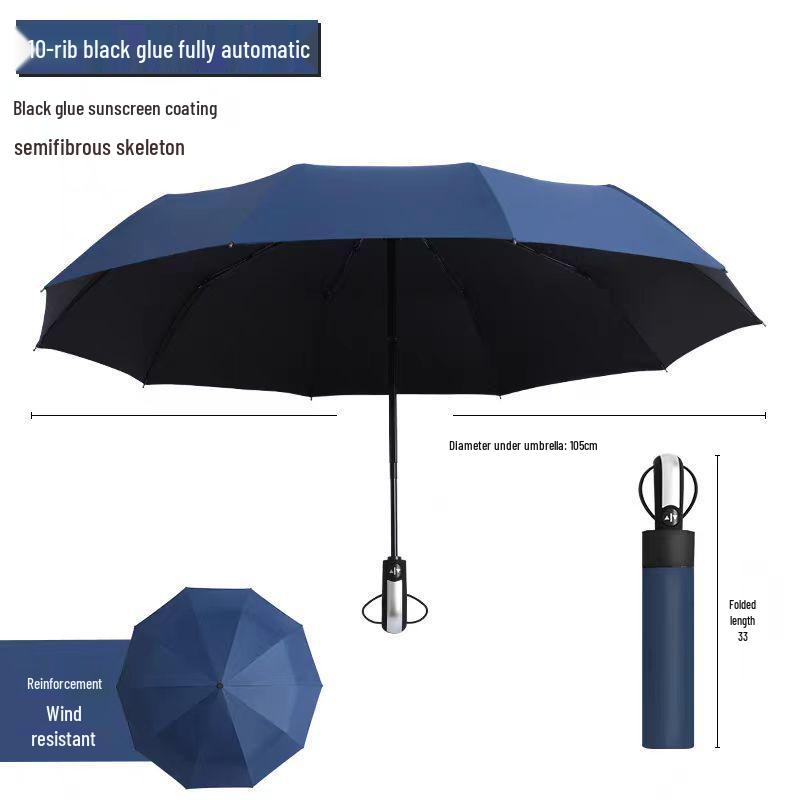 Custom Logo Automatic Three-Fold Umbrella: Sun & Rain Protection, Advertising and Gift Use