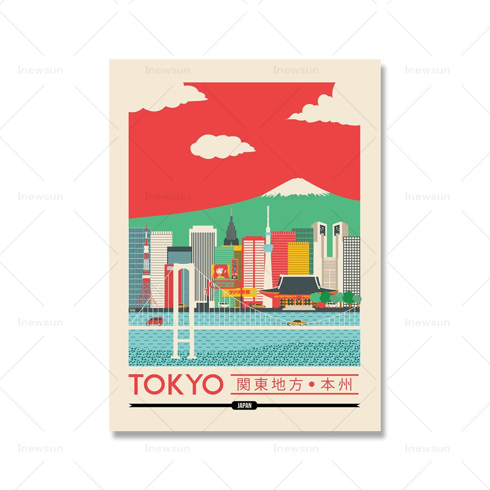 Shanghai Tokyo Seoul Newcastle Cityscape Poster and Print Nordic City View Canvas Painting Color Picture Living Room Home Decor