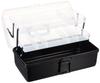 Iris Ohyama My Kit Tool 37cm Wide x 20cm Deep x 18cm Clear Tool Storage Toolbox for Outdoor and Small Item with Tray Box, High, Black, Multi-Purpose