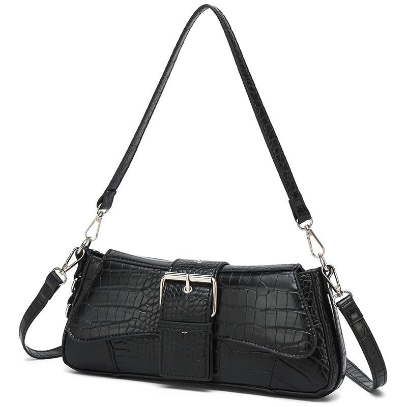 

Сумка-цепочка с каменным узором, модная сумка-багет на одно плечо подмышкой чёрный