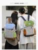 Unisex Stylish Colorblock Backpack: Lightweight, Trendy, and Versatile Student Bookbag