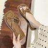 Retro Slippers For Women In Summer, Anti Slip Bow Sandals For Outdoor Wear, Single Shoe