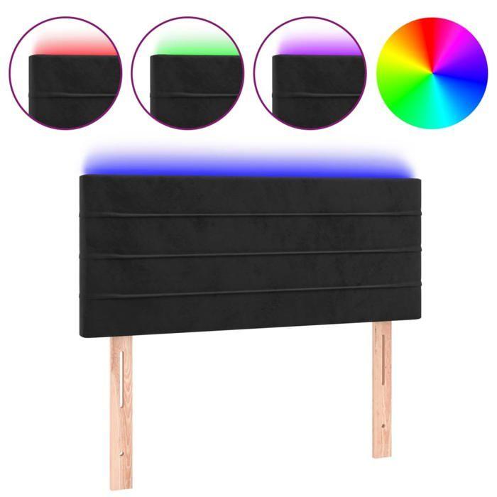 VidaXL Tête de Lit à LED Meuble de Chambre à Coucher Accessoire de Lit Simple Tête de Cadre de Lit Intérieur Noir 90x5x78/88 3121790
