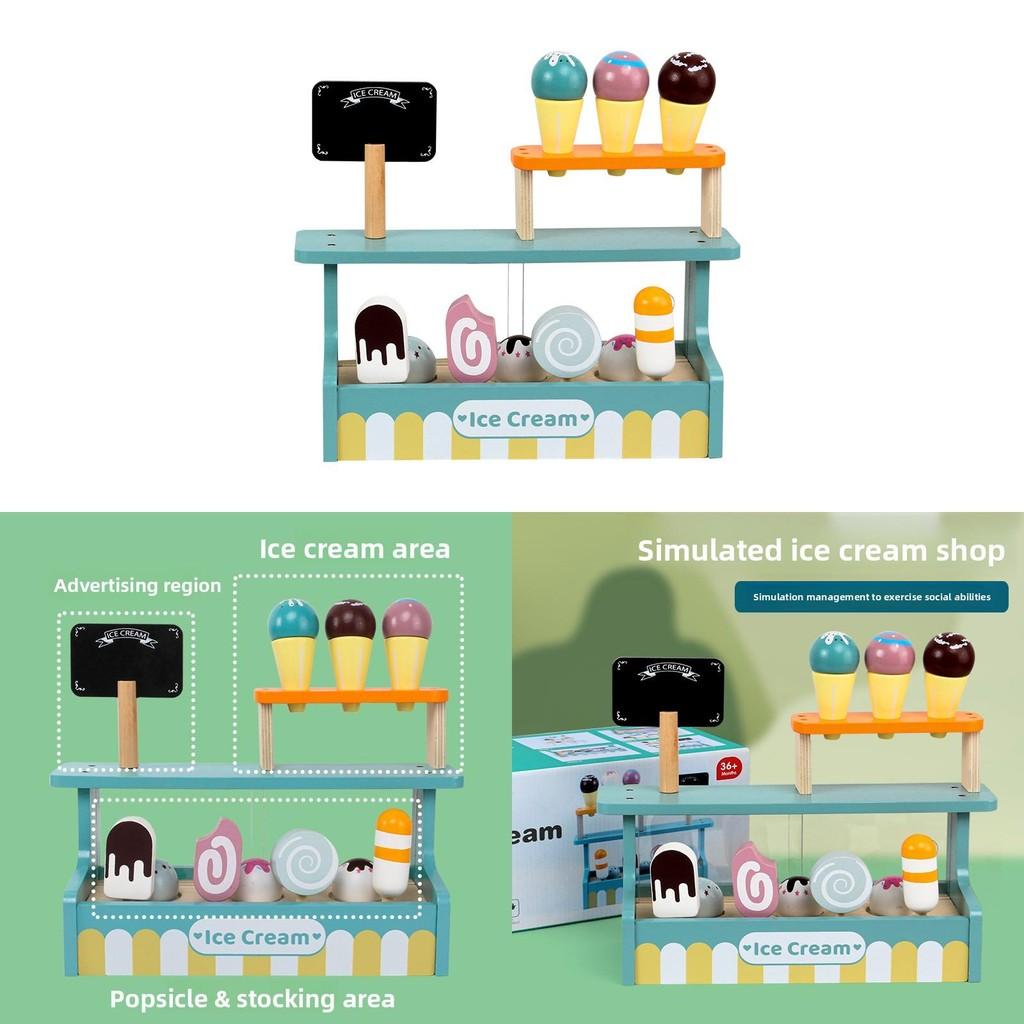Wooden Ice Cream Store Role Play Toy Set For Early Childhood Gifts Learning