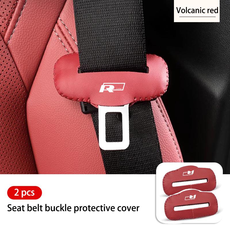 2/5pcs Leather Seat Belt Buckle Protective Cover Wear Resistant For Volkswagen VW Golf 4 5 6 7 GTI Tiguan Passat B5 B6 B7 CC