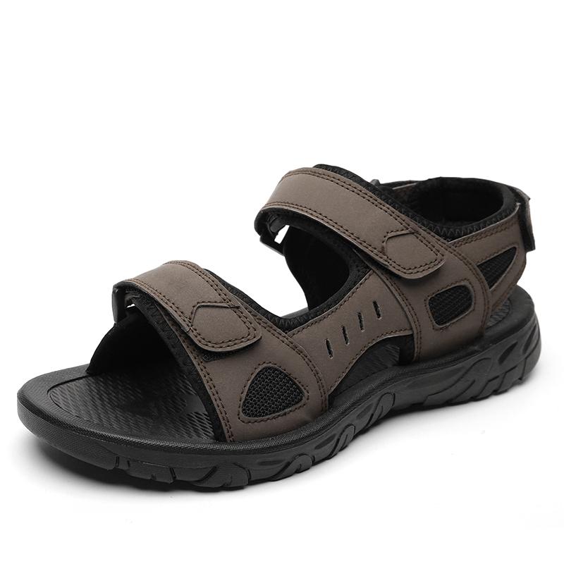Fashion Brown Genuine Leather Men Sandals Summer New Large Size Sandals Outdoor Men's Casual Shoes Fashion Sandals Slippers Big Size 47